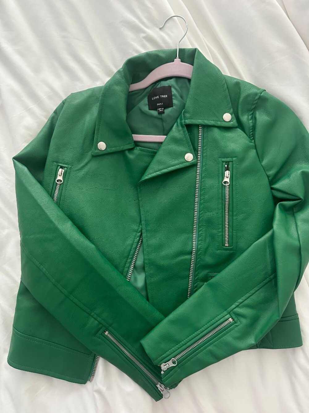 Love Tree Green Faux Leather Jacket